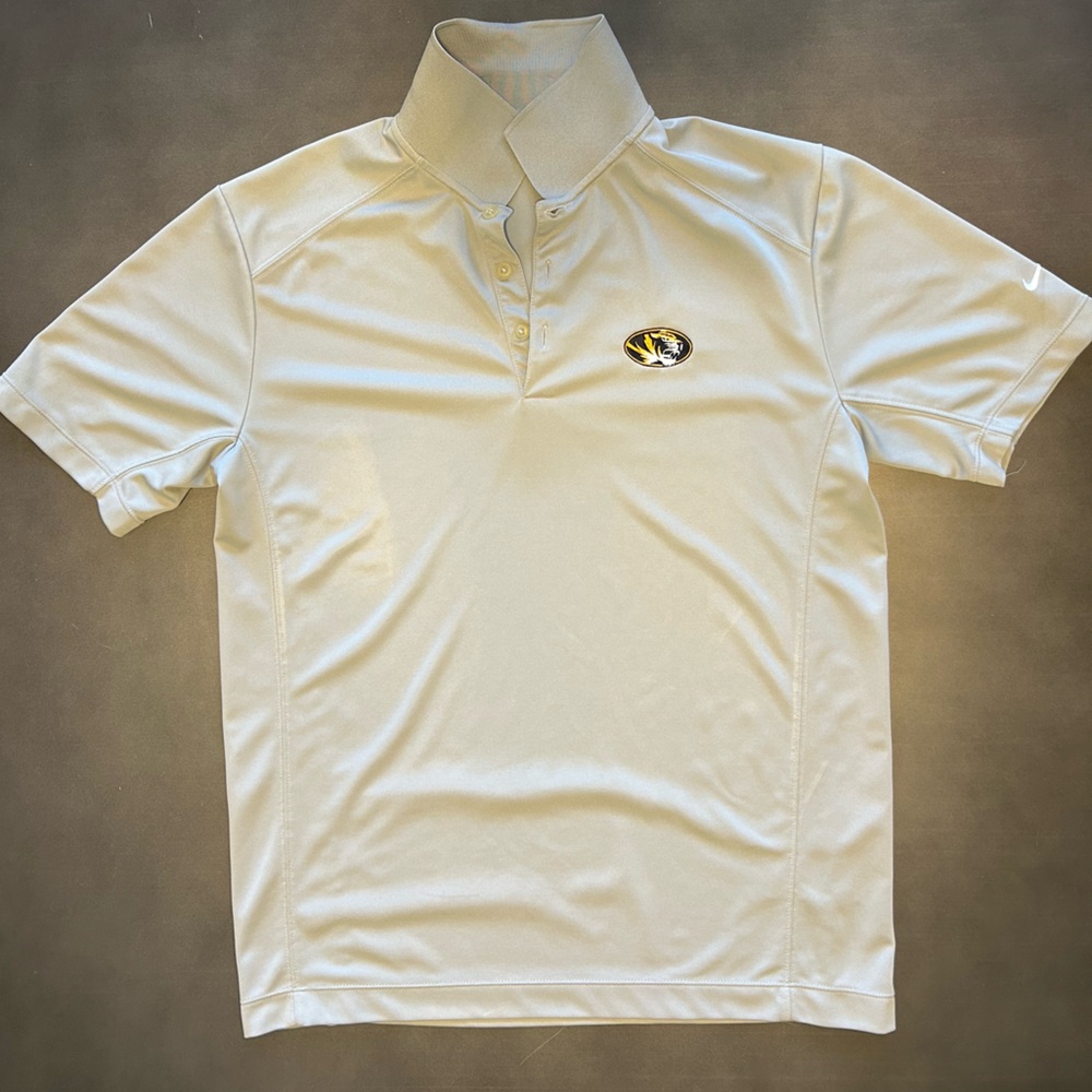 Nike Golf Tour Performance Dri-Fit Mens Medium Mizzou Missouri Gray Polo